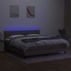 Greatstore Box spring postel s matrací a LED taupe 180x200 cm textil