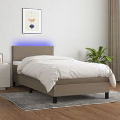 Greatstore Box spring postel s matrací a LED taupe 90x190 cm textil