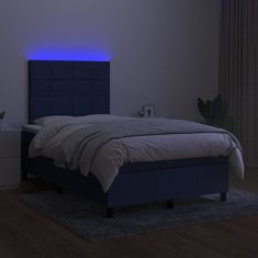 Vidaxl Box spring postel s matrací a LED modrá 120 x 200 cm textil