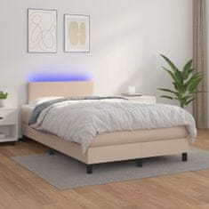 Vidaxl Box spring postel matrace a LED cappuccino 120x200cm umělá kůže