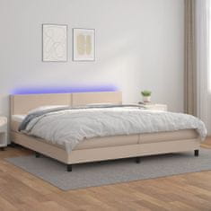 Vidaxl Box spring postel matrace a LED cappuccino 200x200cm umělá kůže