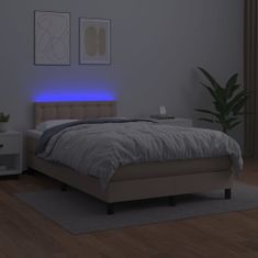 Vidaxl Box spring postel matrace a LED cappuccino 120x200cm umělá kůže