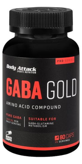 Body Attack Gaba Gold 3000 mg, 80 kapslí, kyselina gama-aminomáselná