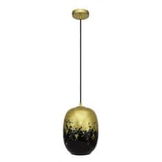 LIGHT FOR HOME Závěsné svítidlo se stínítkem z foukaného skla v černé barvě se zlatým zdobením 19603 "Marble"made in Italy, 1x60W, E27