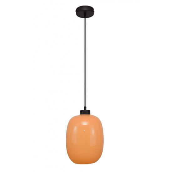 LIGHT FOR HOME Závěsné svítidlo se stínítkem z foukaného skla v oranžové barvě 19603 "Marble ", 1x60W, E27, Černá