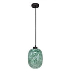 LIGHT FOR HOME Závěsné svítidlo se stínítkem z foukaného skla v barvě zelená melanž 19603 "Marble "made in Italy, 1x60W, E27, Černá