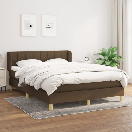 Greatstore Box spring postel s matrací tmavě hnědá 140x190 cm textil