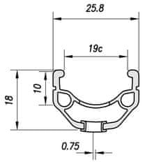 Mach1 ráfek trekový 210 V-brake 36děr/1nýt stříbrný