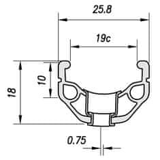 Mach1 ráfek 26" 210 V-brake 36děr/1nýt stříbrný