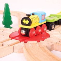 Bigjigs Rail dřevěná vláčkodráha Točna s 8 výjezdy