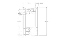 ASIR GROUP ASIR Předsíňová stěna MANOLYA dub sapphire černá