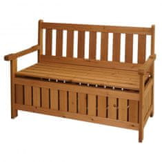 MCW Zahradní lavička L68 s úložným prostorem, lavička s úložným prostorem, venkovní jedlové dřevo MVG 114 cm, hnědá