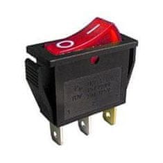 HADEX Vypínač kolébkový OFF-ON 1pol.250V/15A, červený, prosvětlení 230V