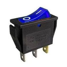 HADEX Vypínač kolébkový OFF-ON 1pol.250V/15A modrý, prosvětlení 230V