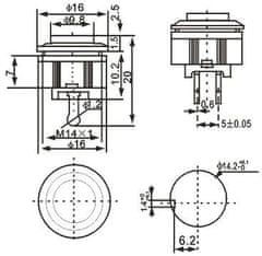 HADEX Tlačítko DS-500, OFF-(ON) 125V/1A zelené spínací