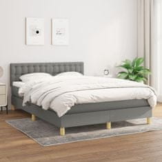 Vidaxl Box spring postel s matrací tmavě šedá 140x200 cm textil