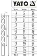 YATO Sada vrtáků na kov 19ks HSS-COBALT 1-10mm