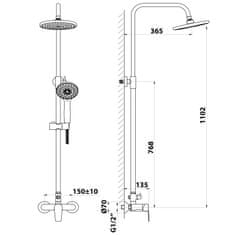 AQUALINE LOTTA sprchový sloup s pákovou baterií, černá mat LT690B - Aqualine