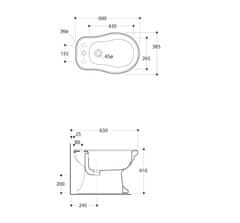 KERASAN RETRO bidet stojící 38,5x60cm, bílá 102001 - Kerasan