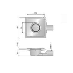 Omp Tea TIRANA podlahová vpust boční 150x150mm, DN50, chrom 2665.695.8 - Omp Tea