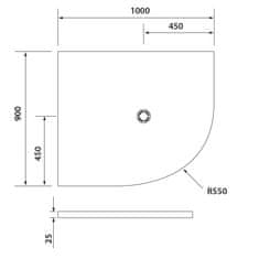 POLYSAN FLEXIA vanička z litého mramoru čtvrtkruh, s možností úpravy, 100x90cm, R550, levá 91321 - Polysan