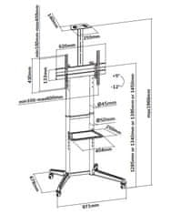 Neomounts FL50-550BL1/Držák displeje/vozík/37-70"/4 kolečka/VESA 600X400/nosn. 50kg/nast.výšky/náklon/AV držák/černý