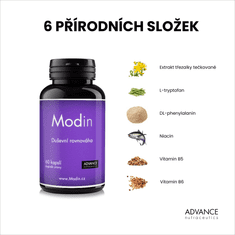 Advance nutraceutics ADVANCE Modin 60 kapslí - pro duševní rovnováhu, 6 přírodních látek