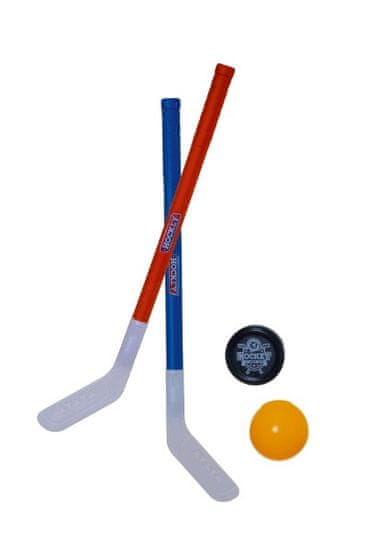 InnoVibe Hokejka pozemní 2ks plast 72cm + florbalový míček +plastový puk v síťce