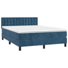 Greatstore Box spring postel s matrací tmavě modrá 140x190 cm samet