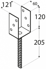 DOMAX PS 120U (121*120*5) Patka sloupku ZNO 120 typu "U"