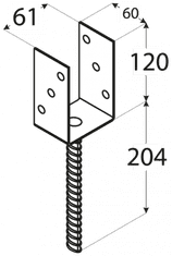 DOMAX PS 60U (61*120*4) Patka sloupku ZNO 70 typu "U"