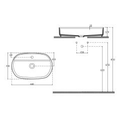 ISVEA INFINITY OVAL keramické umyvadlo na desku, 60x40cm, bílá mat 10NF65060-2L - Isvea