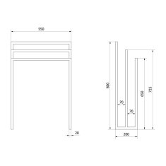 SAPHO SKA stojan na ručníky 550x800x200mm, černá mat SKA303 - Sapho