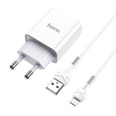 HOCO C81A 5V 2,1A Asombroso nabíjecí adaptér s 1m microUSB kabelem - bílý