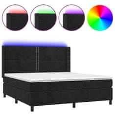 Greatstore Box spring postel s matrací a LED černá 180x200 cm samet