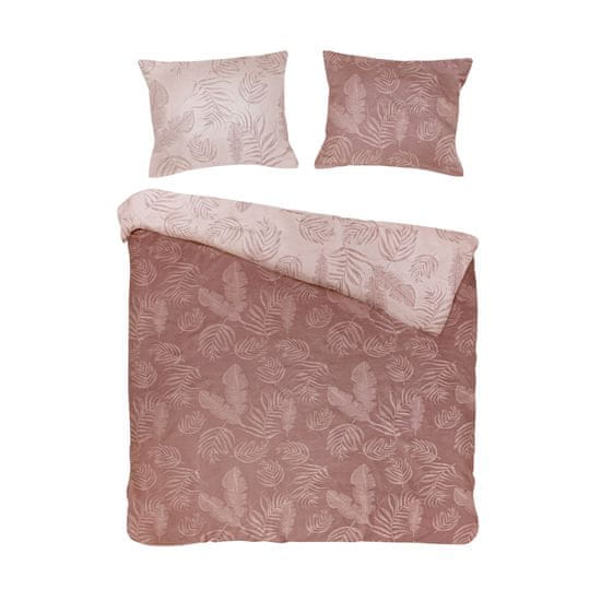 Darymex Darymex Bavlněné povlečení BAHAMA PUDRA 220x200 COTTONLOVE JACQUARD růžový listový vzor