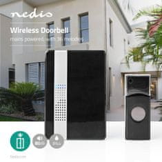 Nedis DOORB223CBK bezdrátový zvonek, 80 dB, 36 melodií, napájený ze sítě, černý