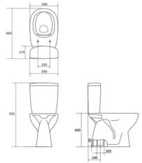 CERSANIT Wc kombi 684 arteco co 020 3/5 new, sedátko duroplast, softclose (K667-075)