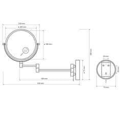 SAPHO X-ROUND BLACK kosmetické zrcátko závěsné, ? 180mm, oboustranné, černá XR006B - Sapho