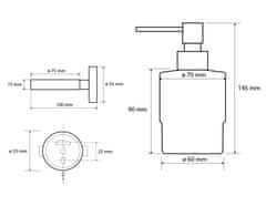 SAPHO X-ROUND BLACK dávkovač mýdla 200ml, mléčné sklo, černá mat XR103B - Sapho