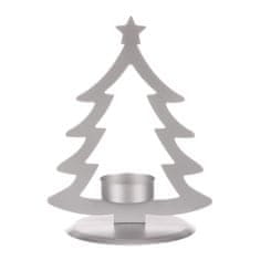 Autronic Svícen kovový ve tvaru stromku, na čajovou svíčku, matná stříbrná. CP151094-STRIBRNA, sada 4 ks