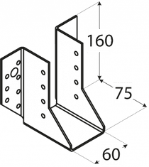 DOMAX WB16 - trámová botka 60x160x75x2,0 mm