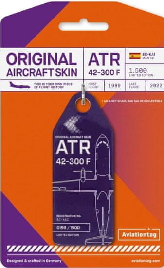 Aviationtag přívěsek ze skutečného letadla ATR-42 SwiftAir - EC-KAI