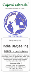 Čajová zahrada India Darjeeling TGFOPI - černý čaj BEZ KOFEINU, Varianta: černý čaj 60g