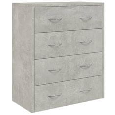 Greatstore Příborník se 4 zásuvkami 60 x 30,5 x 71 cm betonově šedá