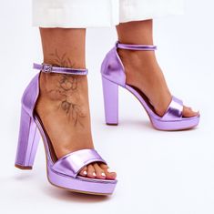 Sandály na vysokém podpatku fialové velikost 40