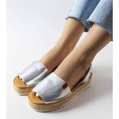 Stříbrné espadrilky na platformě velikost 40