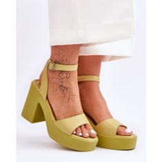 Módní sandály s pevnými podpatky Lime green velikost 39