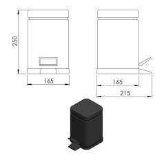 Gedy ARGENTA odpadkový koš 3l, Soft Close, černá mat 220914 - Gedy