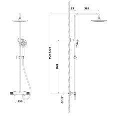 SAPHO SOLARIS sprchový sloup s termostatickou baterií, černá mat WD139B - Sapho